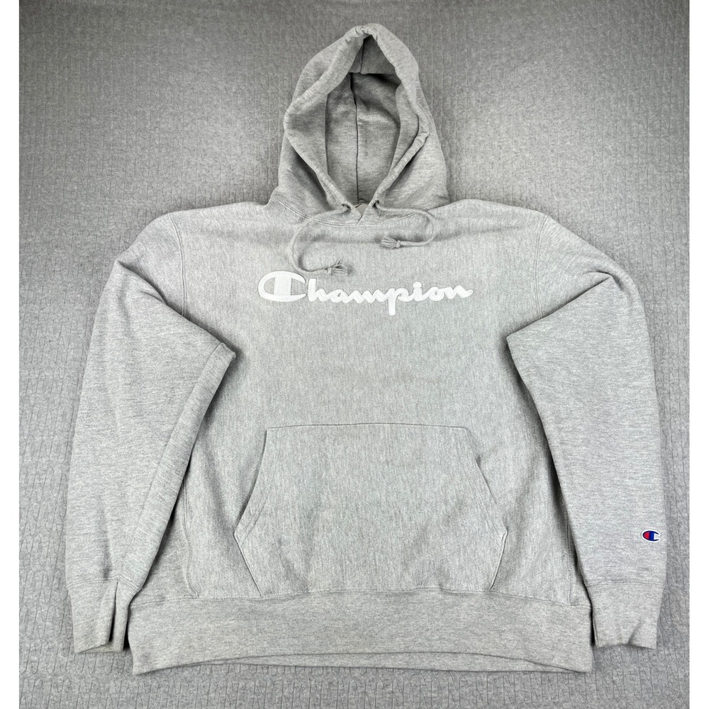 Vintage Champion Reverse Weave Hoodie Men XL Script Logo‎ Pullover Sweatshirt